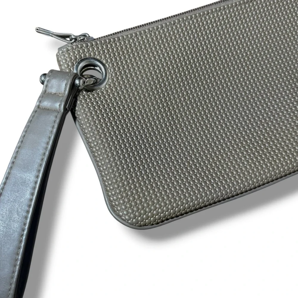Urban Expressions Taupe Textured Dotted Wristlet Clutch Bag Large Wallet Grey